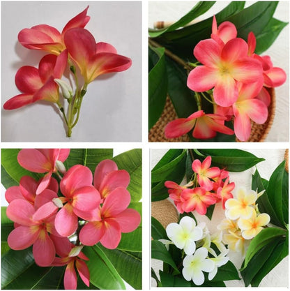 10pcs Pink Artificial Flowers Fake Plumeria with Stems,Silk Flower