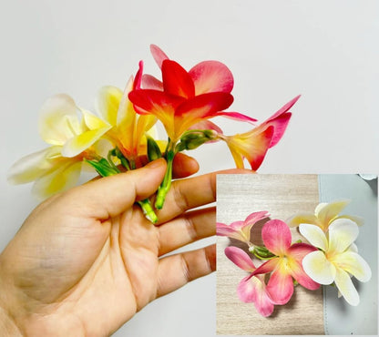 10pcs Pink Artificial Flowers Fake Plumeria with Stems,Silk Flower