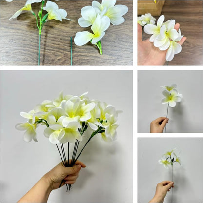 10pcs Pink Artificial Flowers Fake Plumeria with Stems,Silk Flower