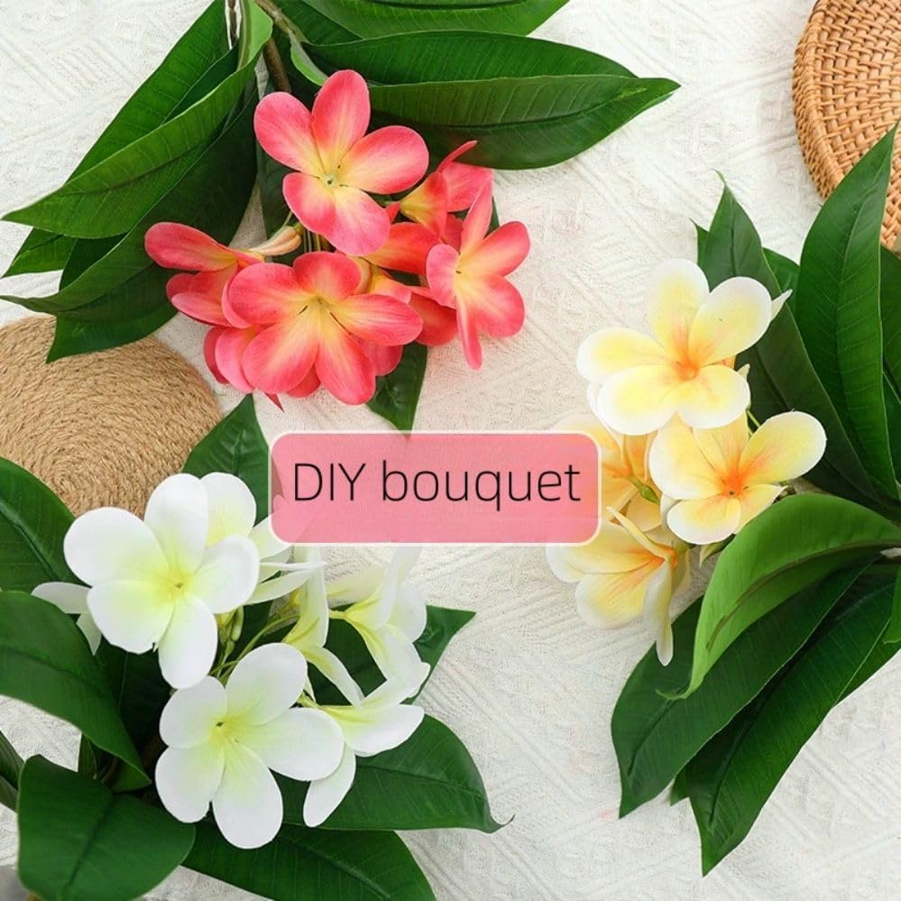 10pcs Pink Artificial Flowers Fake Plumeria with Stems,Silk Flower