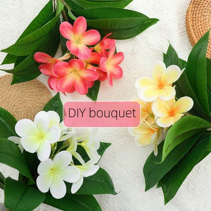 10pcs Pink Artificial Flowers Fake Plumeria with Stems,Silk Flower