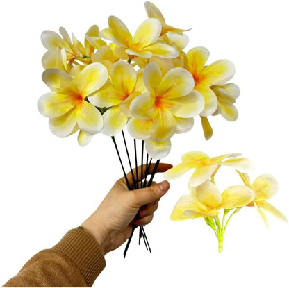 10pcs Pink Artificial Flowers Fake Plumeria with Stems,Silk Flower