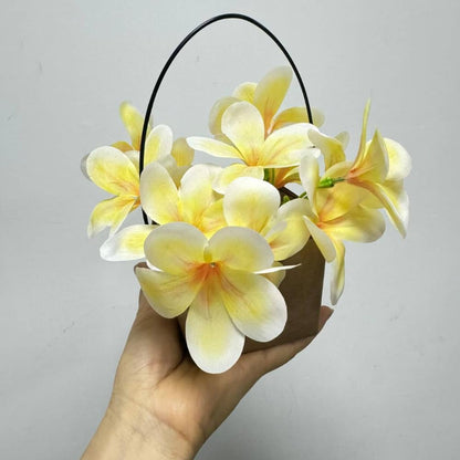 10pcs Pink Artificial Flowers Fake Plumeria with Stems,Silk Flower
