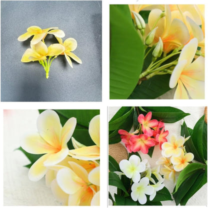 10pcs Pink Artificial Flowers Fake Plumeria with Stems,Silk Flower