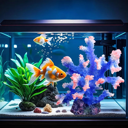 Premium Coral Reef Ornament - Lifelike Artificial Coral Decor for Saltwater & Freshwater Aquariums | Hand-Painted Blue, Aquarium-Safe Polyresin (5.7"×5.1"×6.3")