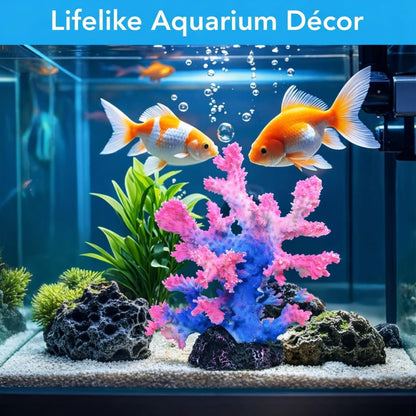 Premium Coral Reef Ornament - Lifelike Artificial Coral Decor for Saltwater & Freshwater Aquariums | Hand-Painted Blue, Aquarium-Safe Polyresin (5.7"×5.1"×6.3")