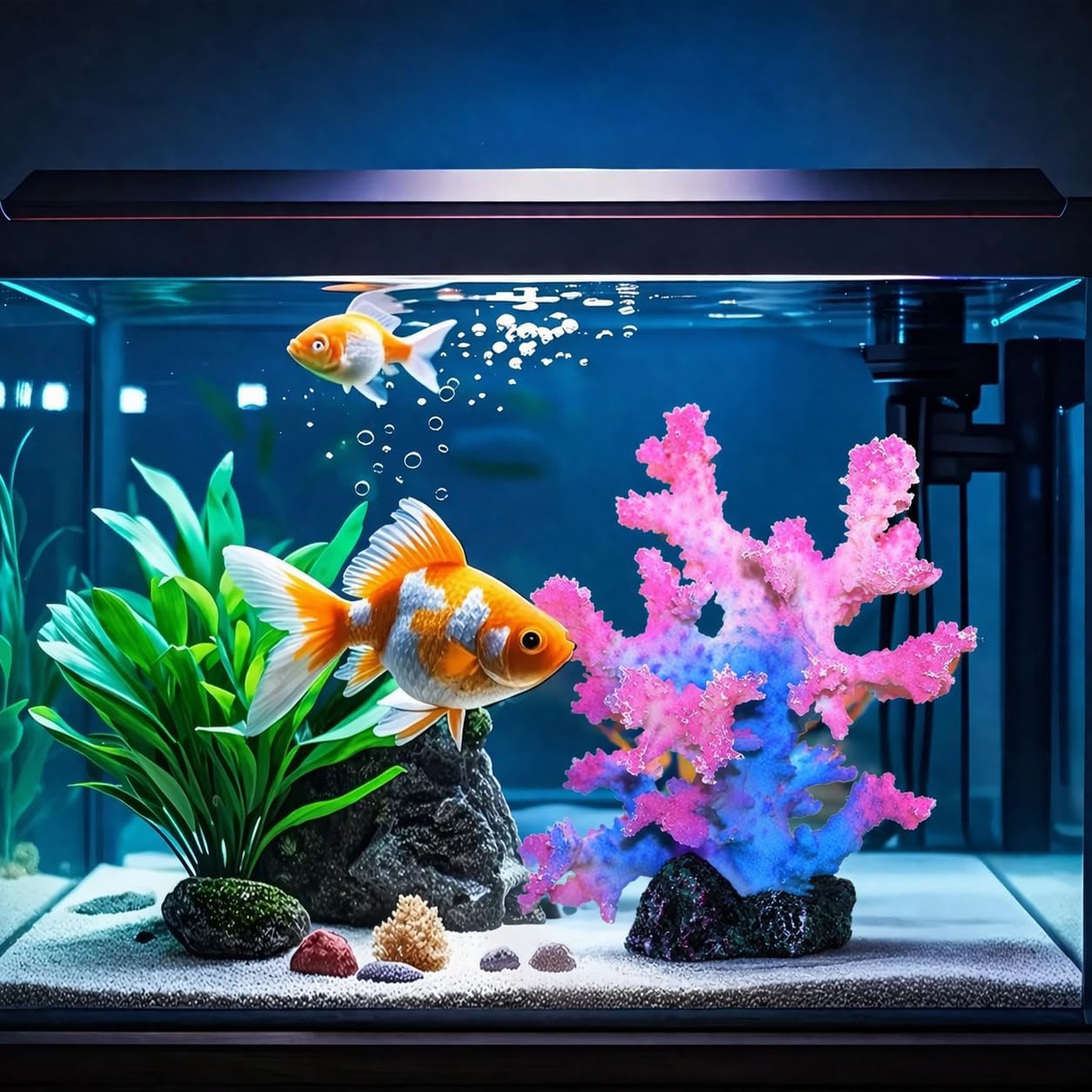 Premium Coral Reef Ornament - Lifelike Artificial Coral Decor for Saltwater & Freshwater Aquariums | Hand-Painted Blue, Aquarium-Safe Polyresin (5.7"×5.1"×6.3")