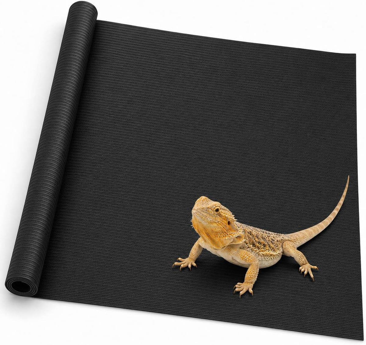 Arbitrary Cutting Terrarium Reptile Carpet, Reptile Mat, Bearded Dragon Tank Accessories Flooring, Bearded Dragon, Leopard Gecko Substrate, Snake,Tortoise Bedding Black 17.5“× 79”