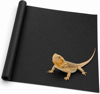 Arbitrary Cutting Terrarium Reptile Carpet, Reptile Mat, Bearded Dragon Tank Accessories Flooring, Bearded Dragon, Leopard Gecko Substrate, Snake,Tortoise Bedding Black 17.5“× 79”