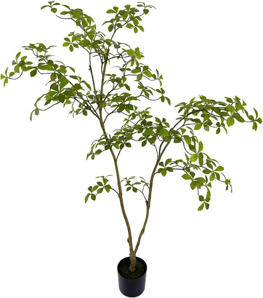 Artificial Gardenia Tree,5ft（1pack） Tall Fake Plants Artificial Mahonia fortunei Plants for Indoor, Fake Trees for Office Home Living Room Floor Patio Greening Porch Decor