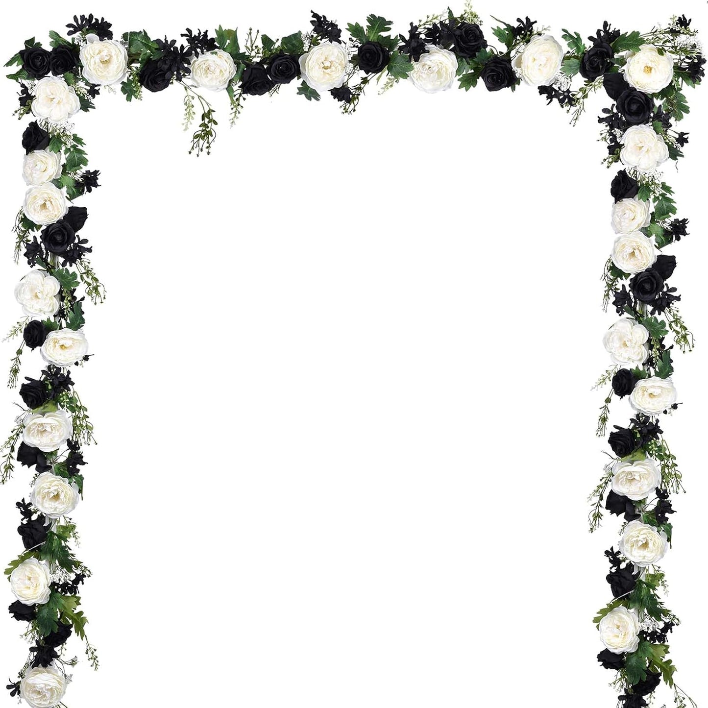2 Pack Artificial Peony Flower Garland - 6ft Silk Peony Pink Flower Garland for Wedding Party Table Decoration (2, Pink)