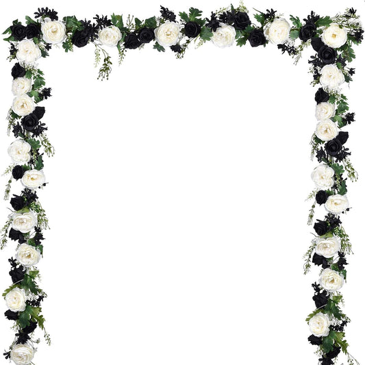 2 Pack Artificial Peony Flower Garland - 6ft Silk Peony Pink Flower Garland for Wedding Party Table Decoration (2, Pink)