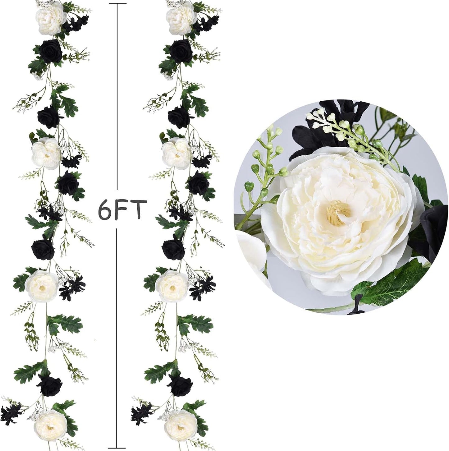 2 Pack Artificial Peony Flower Garland - 6ft Silk Peony Pink Flower Garland for Wedding Party Table Decoration (2, Pink)