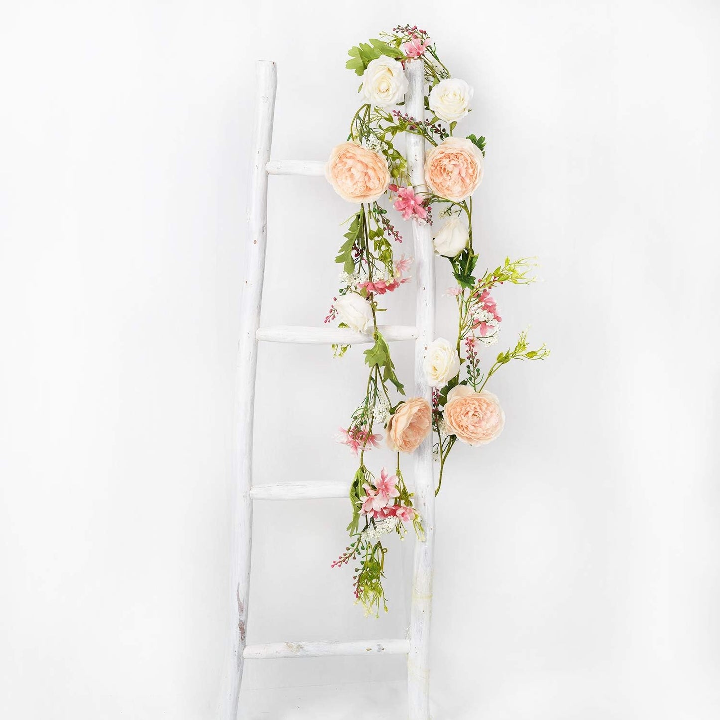 2 Pack Artificial Peony Flower Garland - 6ft Silk Peony Pink Flower Garland for Wedding Party Table Decoration (2, Pink)