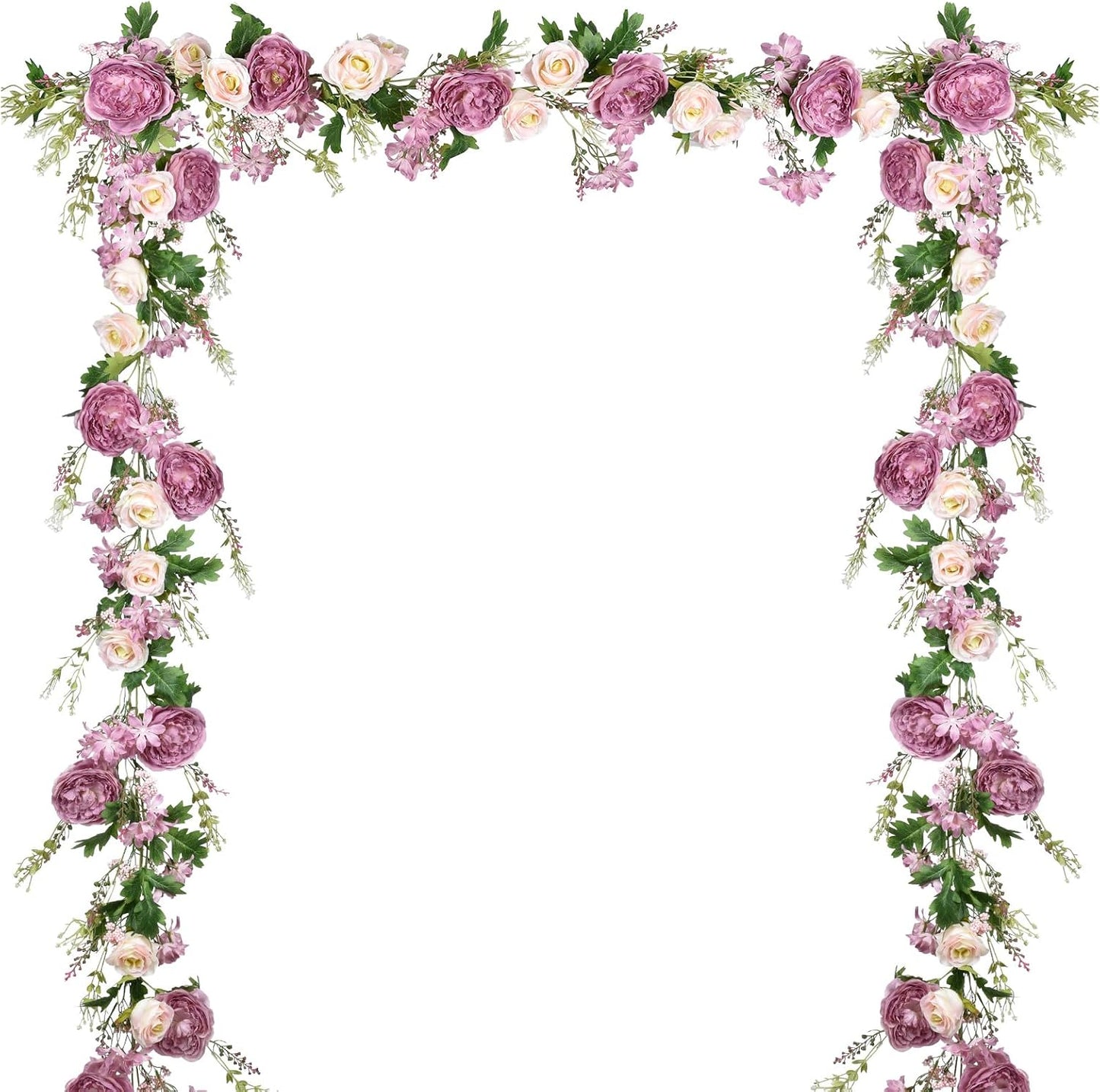 2 Pack Artificial Peony Flower Garland - 6ft Silk Peony Pink Flower Garland for Wedding Party Table Decoration (2, Pink)