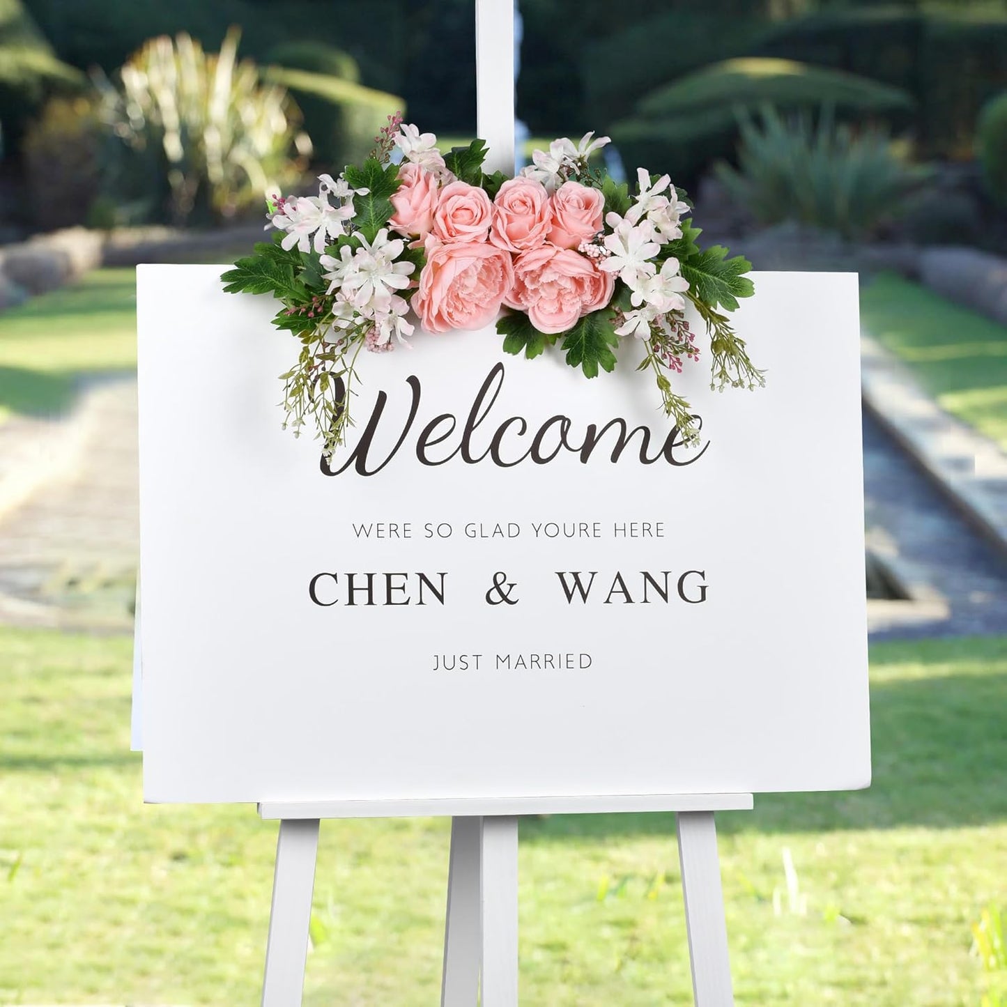 2 Pack Artificial Peony Flower Garland - 6ft Silk Peony Pink Flower Garland for Wedding Party Table Decoration (2, Pink)
