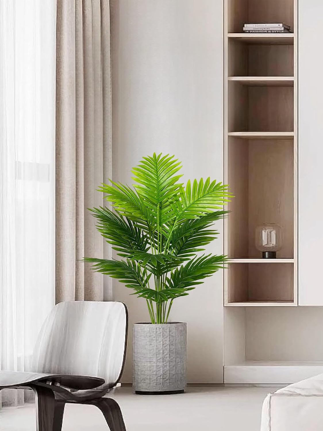 Artificial Areca Palm Plant Fake Tropical Tree Perfect Faux Plants in Pot for Indoor Outdoor House Home Office Wedding Garden Modern Decoration Housewarming Gift (80cm Tall Palm)