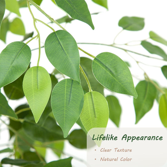 6ft Artificial Ficus Tree with White Decorative Planter & Multiple Real Wood Trunks, 72in Fake Ficus Tree with Lifelike Leaves, Faux Ficus Tree for Living Room Bedroom Office Decor