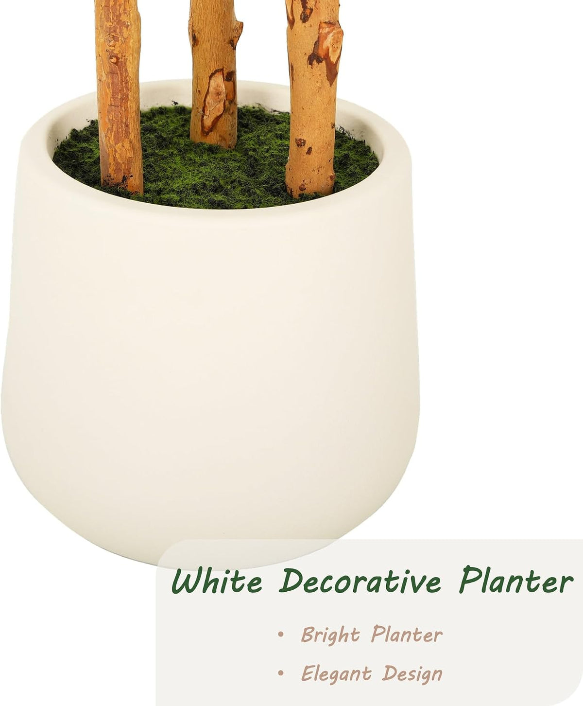 6ft Artificial Ficus Tree with White Decorative Planter & Multiple Real Wood Trunks, 72in Fake Ficus Tree with Lifelike Leaves, Faux Ficus Tree for Living Room Bedroom Office Decor