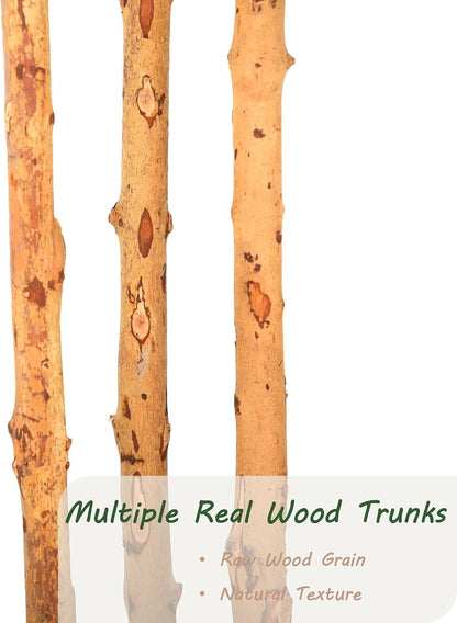6ft Artificial Ficus Tree with White Decorative Planter & Multiple Real Wood Trunks, 72in Fake Ficus Tree with Lifelike Leaves, Faux Ficus Tree for Living Room Bedroom Office Decor