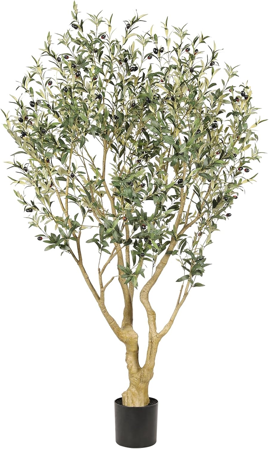 Large Artificial Olive Tree 8ft with Thick Trunk & Realistic Leaves | Tall Faux Olive Tree with Full Dense, Natural Look, Sturdy Base - Fake Olive Tree for Modern Home Office Living Room Decor