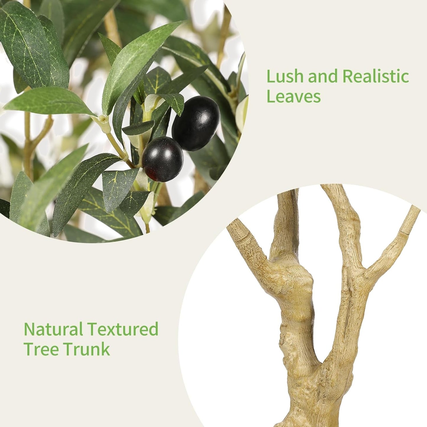 Large Artificial Olive Tree 8ft with Thick Trunk & Realistic Leaves | Tall Faux Olive Tree with Full Dense, Natural Look, Sturdy Base - Fake Olive Tree for Modern Home Office Living Room Decor