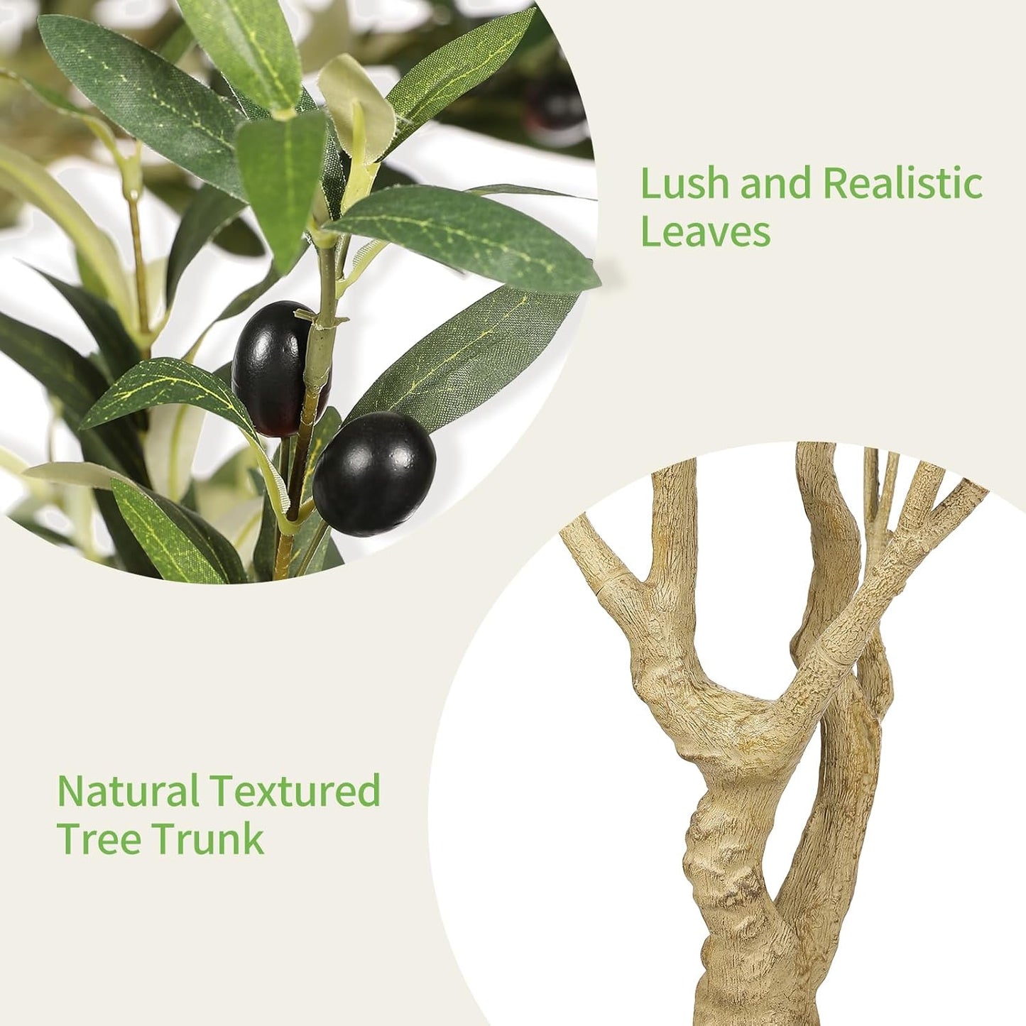Large Artificial Olive Tree 8ft with Thick Trunk & Realistic Leaves | Tall Faux Olive Tree with Full Dense, Natural Look, Sturdy Base - Fake Olive Tree for Modern Home Office Living Room Decor