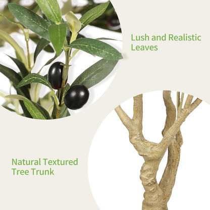 Large Artificial Olive Tree 8ft with Thick Trunk & Realistic Leaves | Tall Faux Olive Tree with Full Dense, Natural Look, Sturdy Base - Fake Olive Tree for Modern Home Office Living Room Decor