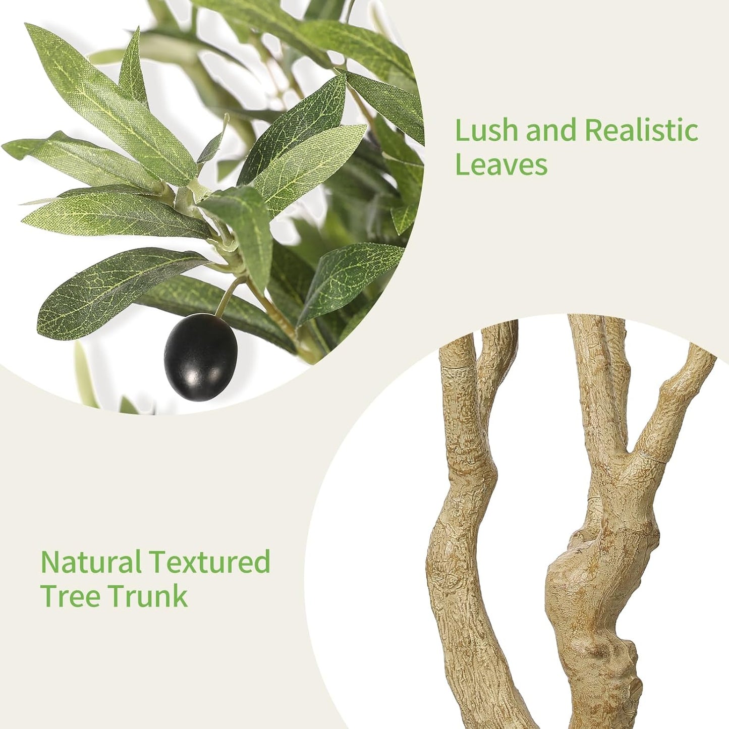 Large Artificial Olive Tree 8ft with Thick Trunk & Realistic Leaves | Tall Faux Olive Tree with Full Dense, Natural Look, Sturdy Base - Fake Olive Tree for Modern Home Office Living Room Decor