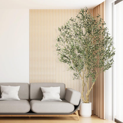 Large Artificial Olive Tree 8ft with Thick Trunk & Realistic Leaves | Tall Faux Olive Tree with Full Dense, Natural Look, Sturdy Base - Fake Olive Tree for Modern Home Office Living Room Decor