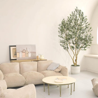Large Artificial Olive Tree 8ft with Thick Trunk & Realistic Leaves | Tall Faux Olive Tree with Full Dense, Natural Look, Sturdy Base - Fake Olive Tree for Modern Home Office Living Room Decor