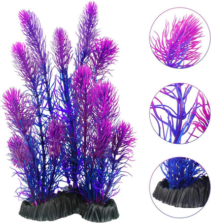 Artificial Aquarium Plants, Plastic Fish Tank Plants for Aquarium Decorations, Pack of 7 (Style B)