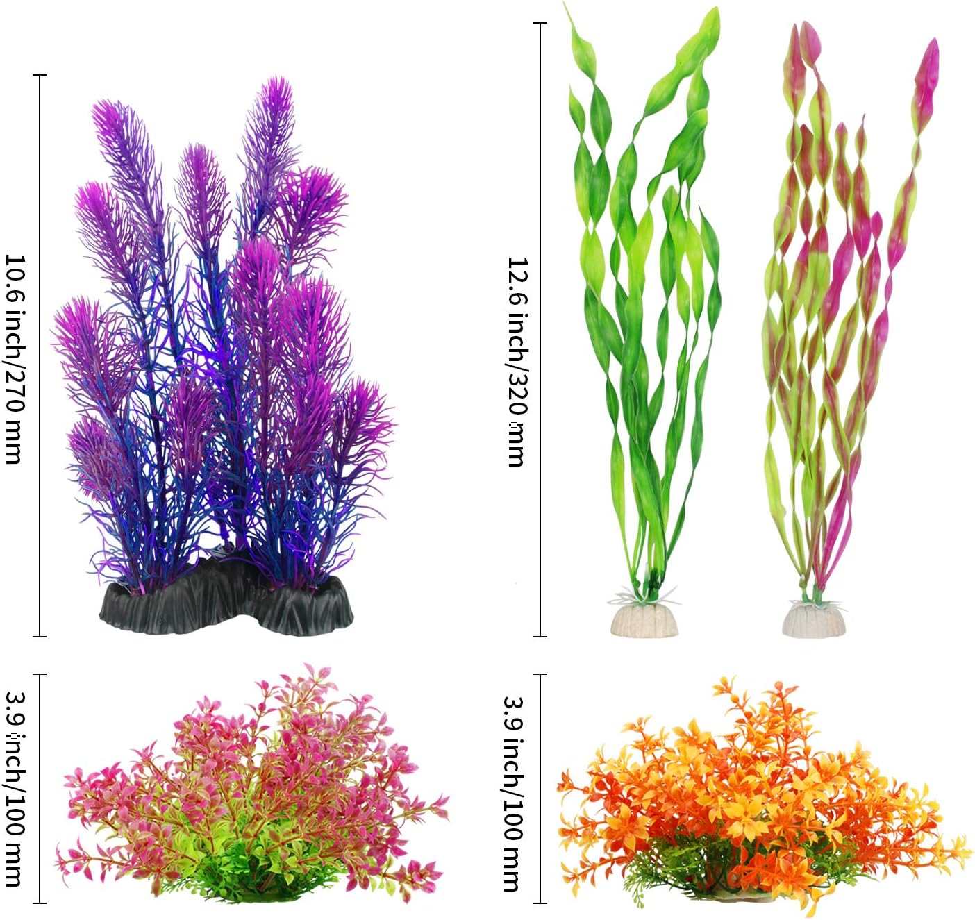 Artificial Aquarium Plants, Plastic Fish Tank Plants for Aquarium Decorations, Pack of 7 (Style B)