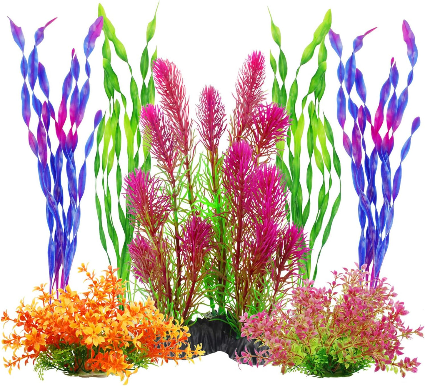 Artificial Aquarium Plants, Plastic Fish Tank Plants for Aquarium Decorations, Pack of 7 (Style B)