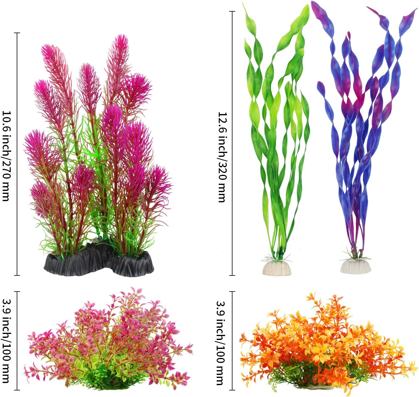 Artificial Aquarium Plants, Plastic Fish Tank Plants for Aquarium Decorations, Pack of 7 (Style B)