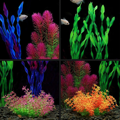 Artificial Aquarium Plants, Plastic Fish Tank Plants for Aquarium Decorations, Pack of 7 (Style B)