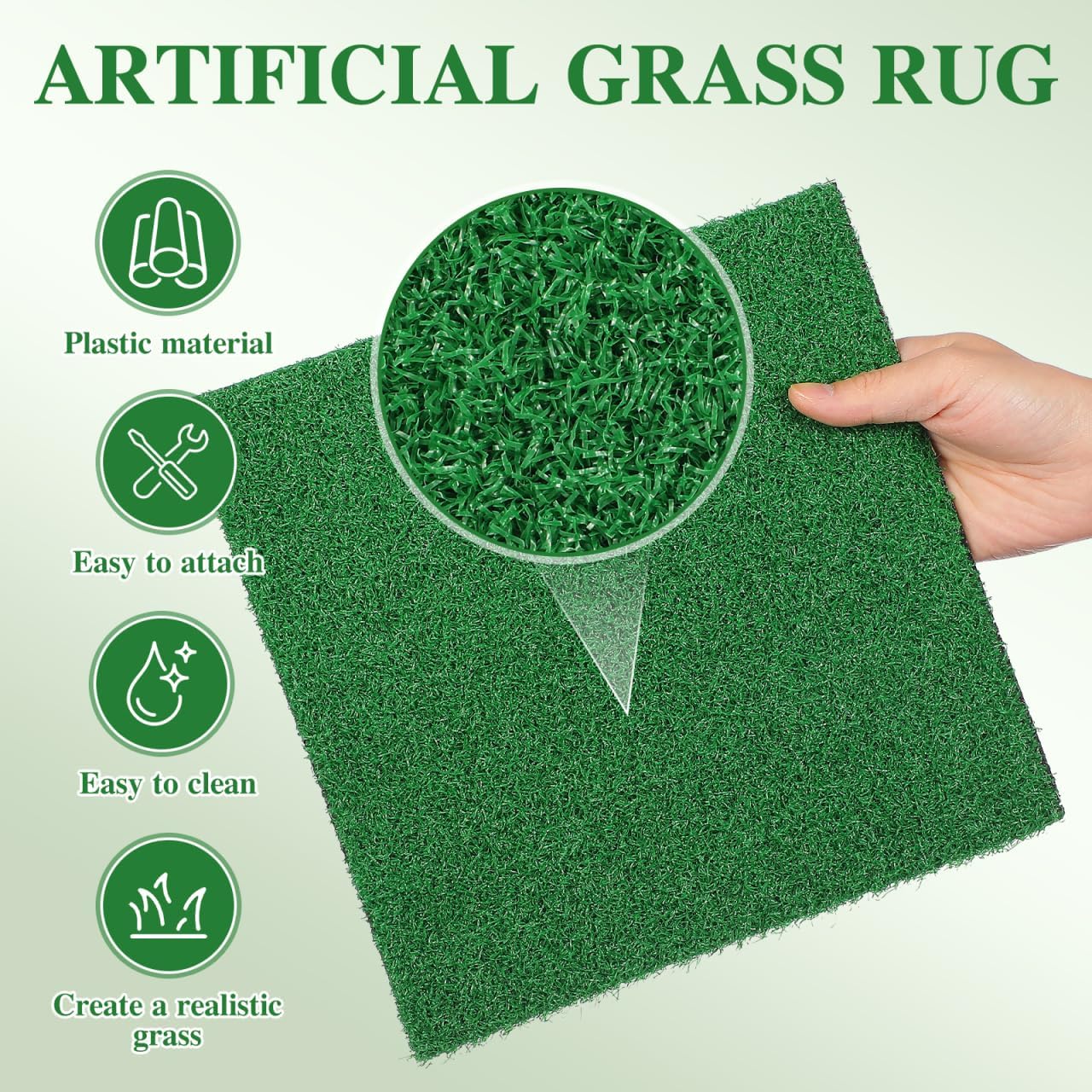 9.83" Turtle Basking Platform Artificial Grass Turf Square Mat, Non-Slip Cuttable Reptile Tank Accessory for Aquatic Turtles, Lizard, Snake, Turtle Tank Accessories & Aquarium Grass Decor