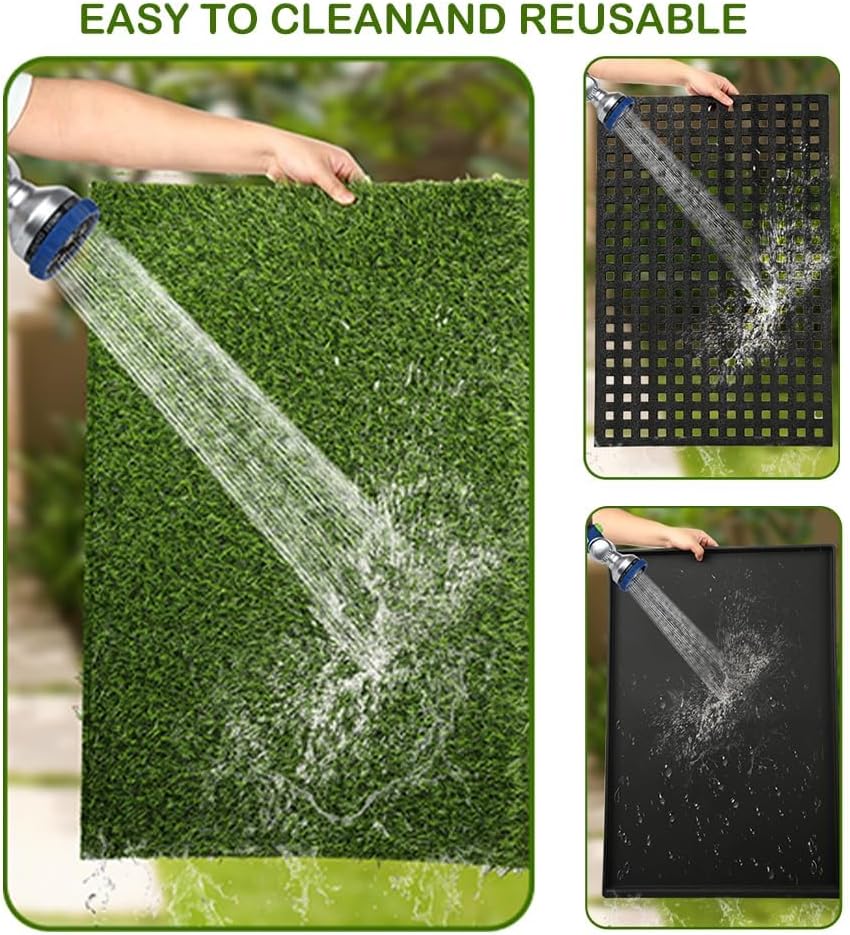 Dog Grass Pee Pad with Tray, Artificial Turf Grass, Odor Resistant, Easy Clean & Reusable, Indoor/Outdoor Puppy Potty Training, 34 x 23 Inches