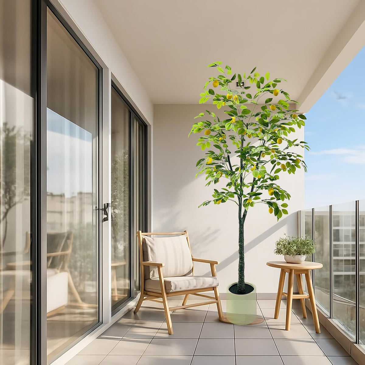 5FT Artificial Lemon Tree Potted That Look Real, Faux Lemons Citrus Plants with Yellow Fake Lemons Fruits in Pot, Indoor Tall Artificial Trees for Home Office Kitchen Decor Party Wedding Christmas