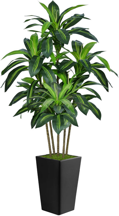 7FT Artificial Dracaena Tree, Fake Tree Indoor with White Tall Planter, Tall Artificial Plants Indoor, Artificial Silk Tree for Home Office Decor Plants Indoor Outdoor (White)