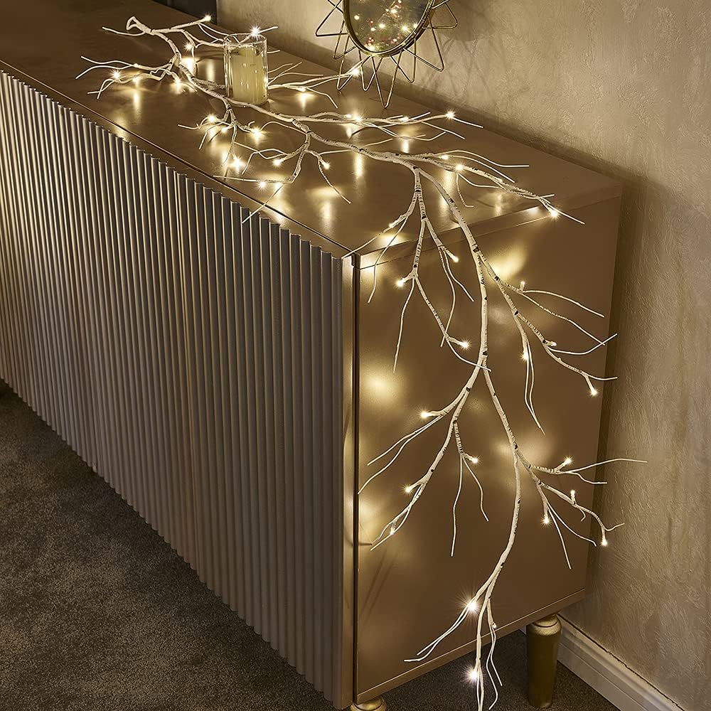 Lighted Fall Garland with Timer 6FT 24 Warm White LED, Maple Leaf Vine with Lights Battery Operated for Mantle Fireplace Autumn Thanksgiving Harvest Decoration Indoor Outdoor