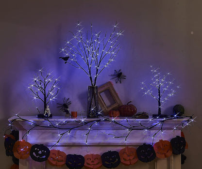 Lighted Fall Garland with Timer 6FT 24 Warm White LED, Maple Leaf Vine with Lights Battery Operated for Mantle Fireplace Autumn Thanksgiving Harvest Decoration Indoor Outdoor
