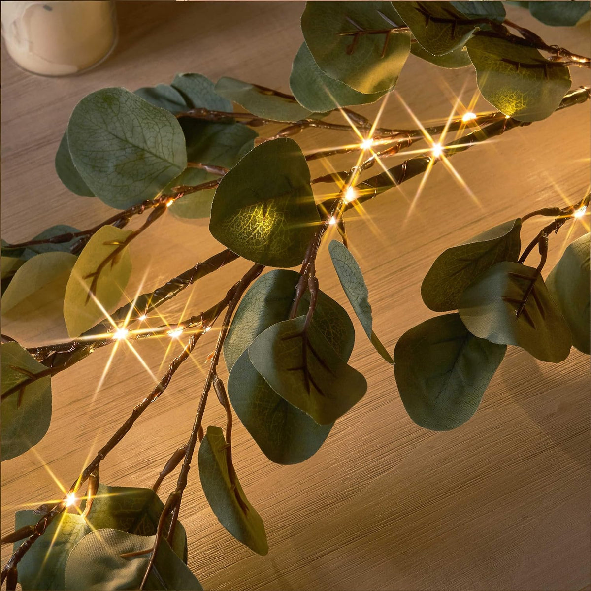 Lighted Fall Garland with Timer 6FT 24 Warm White LED, Maple Leaf Vine with Lights Battery Operated for Mantle Fireplace Autumn Thanksgiving Harvest Decoration Indoor Outdoor
