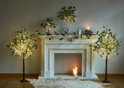 Lighted Fall Garland with Timer 6FT 24 Warm White LED, Maple Leaf Vine with Lights Battery Operated for Mantle Fireplace Autumn Thanksgiving Harvest Decoration Indoor Outdoor