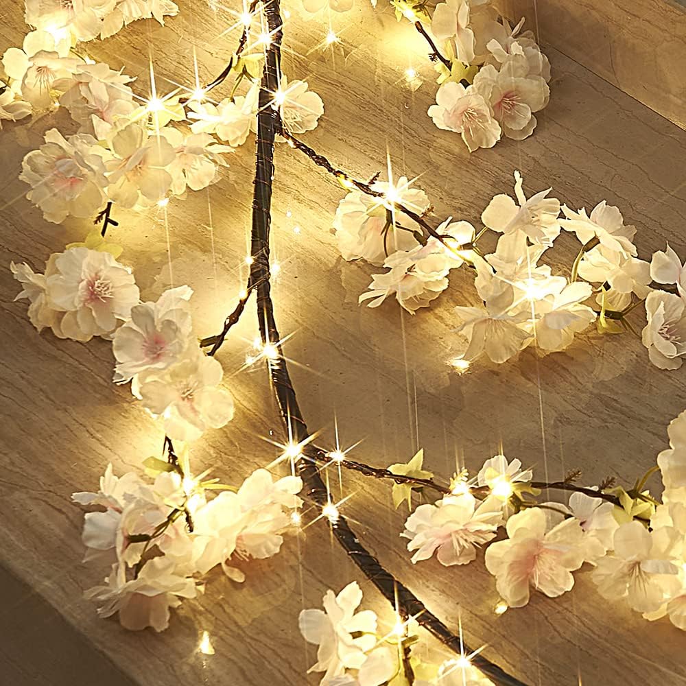 Lighted Fall Garland with Timer 6FT 24 Warm White LED, Maple Leaf Vine with Lights Battery Operated for Mantle Fireplace Autumn Thanksgiving Harvest Decoration Indoor Outdoor