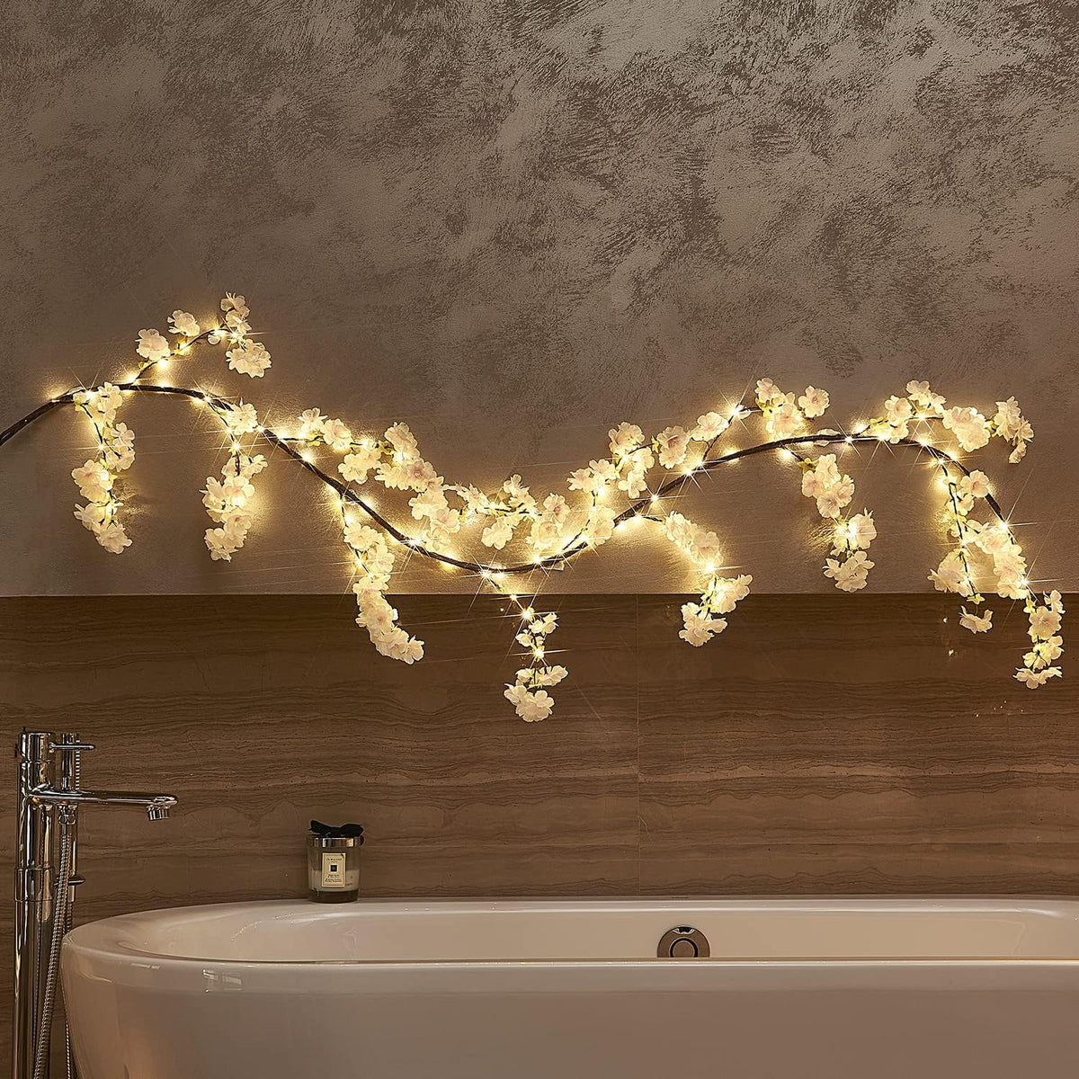 Lighted Fall Garland with Timer 6FT 24 Warm White LED, Maple Leaf Vine with Lights Battery Operated for Mantle Fireplace Autumn Thanksgiving Harvest Decoration Indoor Outdoor