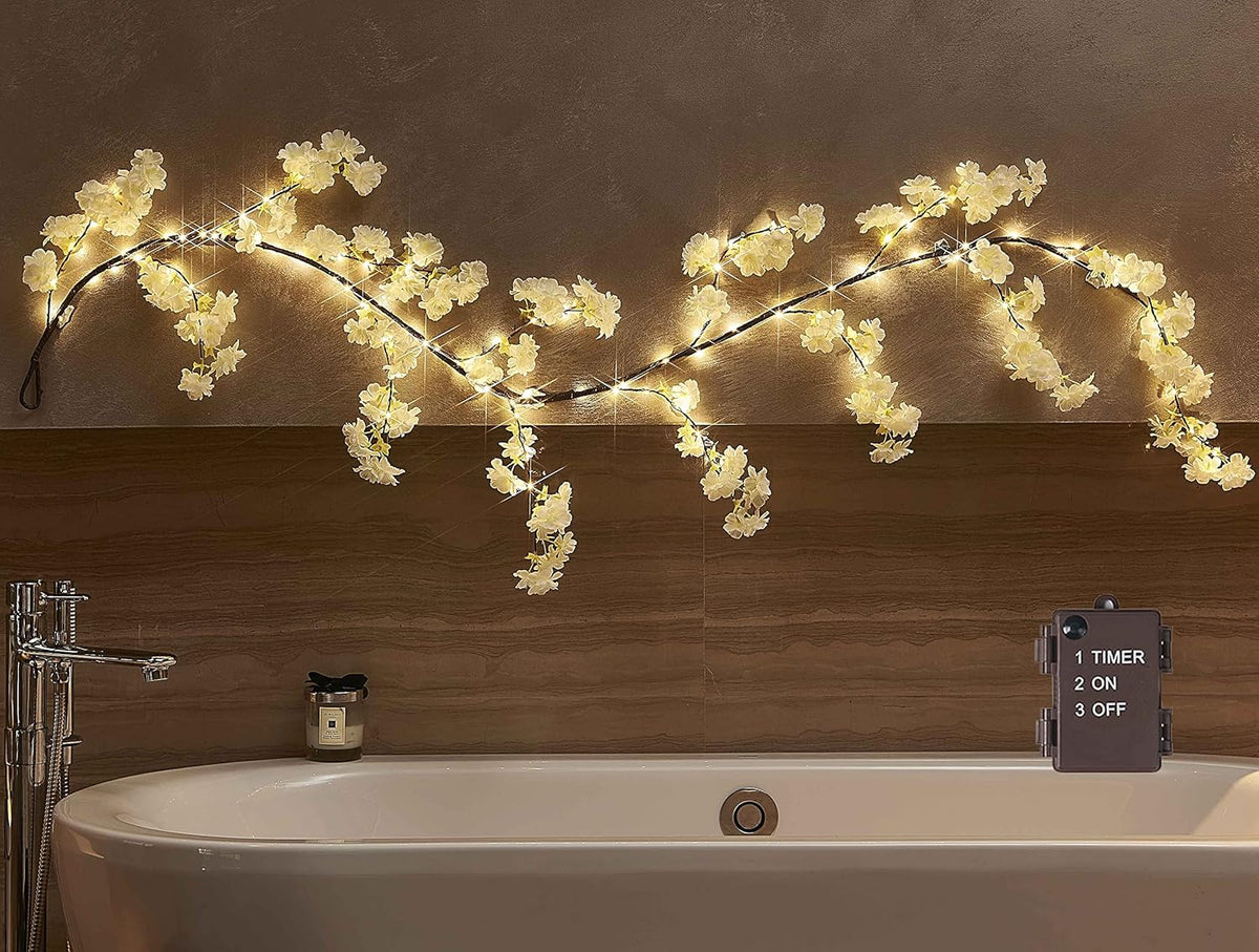 Lighted Fall Garland with Timer 6FT 24 Warm White LED, Maple Leaf Vine with Lights Battery Operated for Mantle Fireplace Autumn Thanksgiving Harvest Decoration Indoor Outdoor