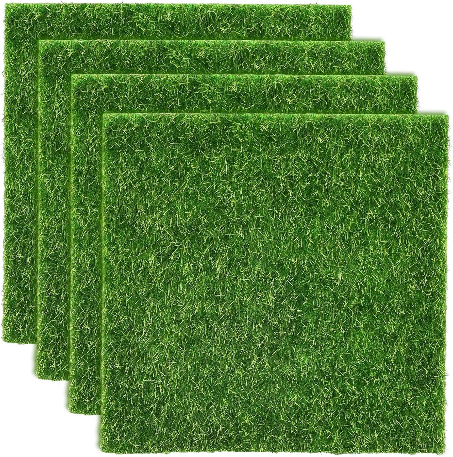 4 Packs Fake Grass Decor for Crafts, 6" x 6" Fairy Artificial Moss for Miniature Garden, Dollhouse Accessories Diorama Supplies DIY Decoration