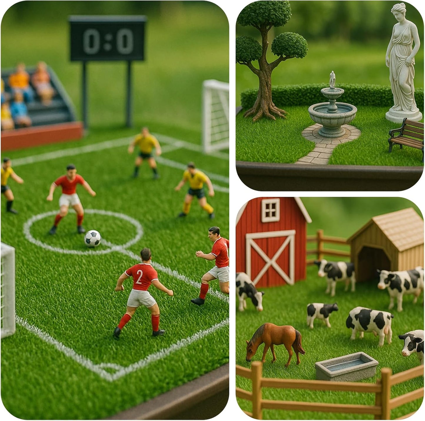 4 Packs Fake Grass Decor for Crafts, 6" x 6" Fairy Artificial Moss for Miniature Garden, Dollhouse Accessories Diorama Supplies DIY Decoration