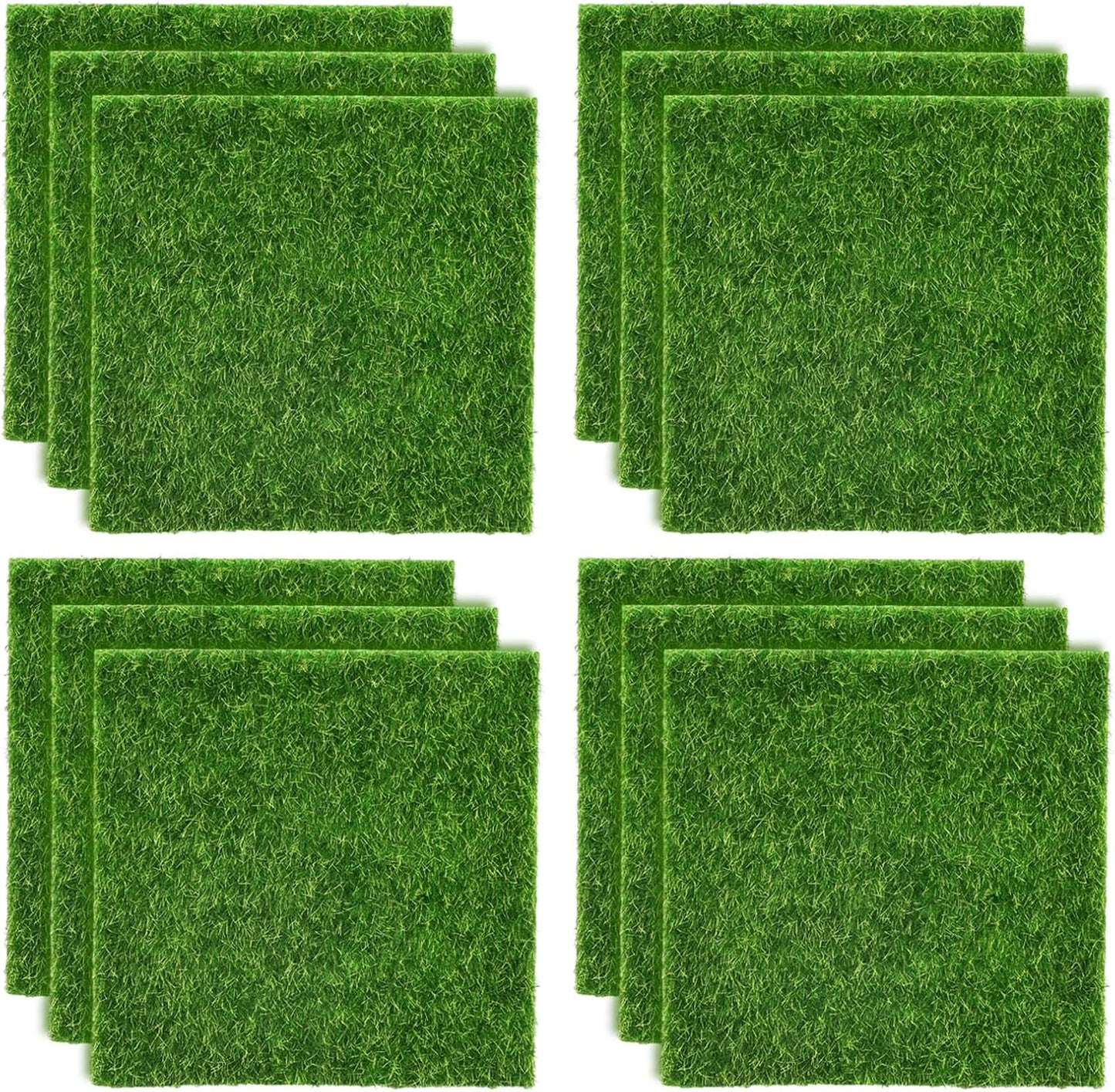 4 Packs Fake Grass Decor for Crafts, 6" x 6" Fairy Artificial Moss for Miniature Garden, Dollhouse Accessories Diorama Supplies DIY Decoration